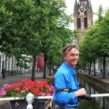 Tony with the Oude Kerk clock tower in the background